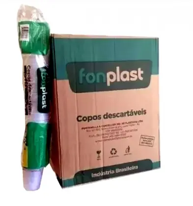 COPO DESCARTÁVEL 180ML TRANSPARENTE/BRANCO - FONPLAST