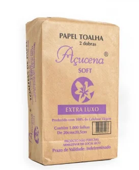 PAPEL TOALHA 25G 20X20,5 EXTRA LUXO 2 DOBRAS C/1000 FLS - AÇUCENA
